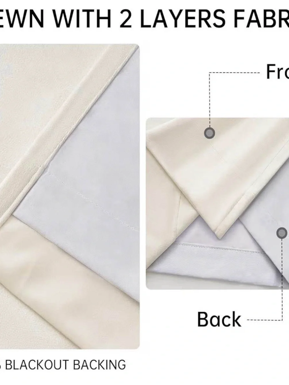 (2) 84-inch Velvet Blackout Curtains - Creamy White